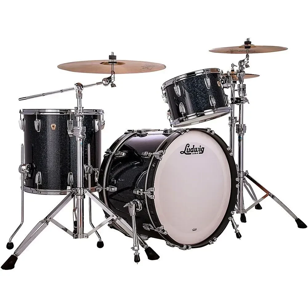Ударная установка акустическая Ludwig Classic Maple Fab Shell Pack (набор, 3 шт.) 22x14" бас-барабан, 13x9" том, 16x16" флор-том, цвет Hybrid Black Sparkle