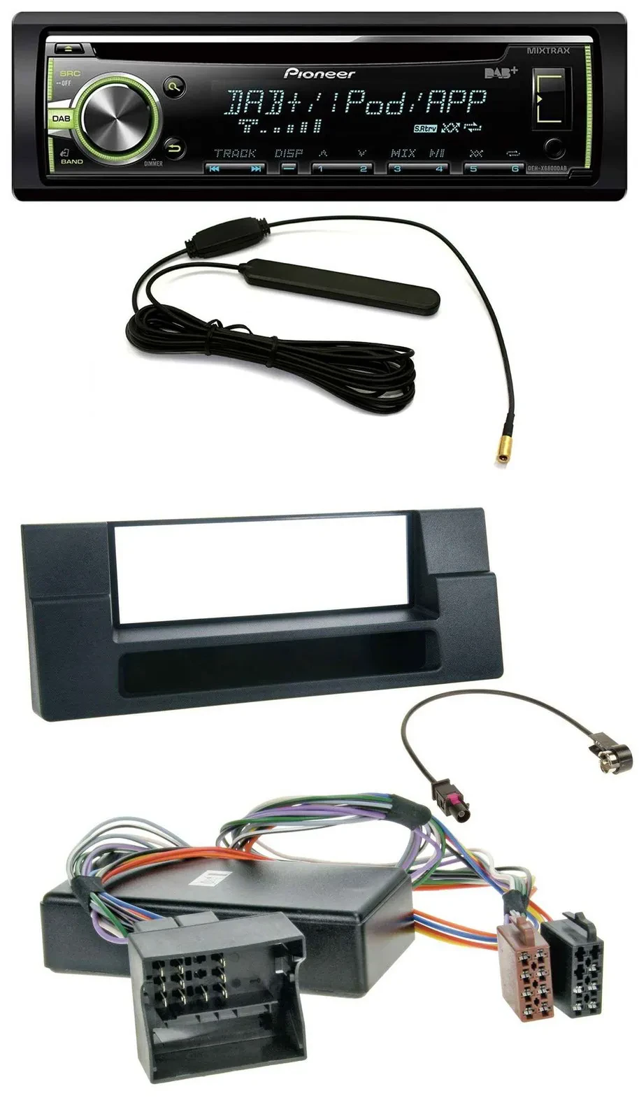Pioneer MP3 USB CD DAB AUX Autoradio für BMW X5 E53 5er E39 Ablagefach Quadlock