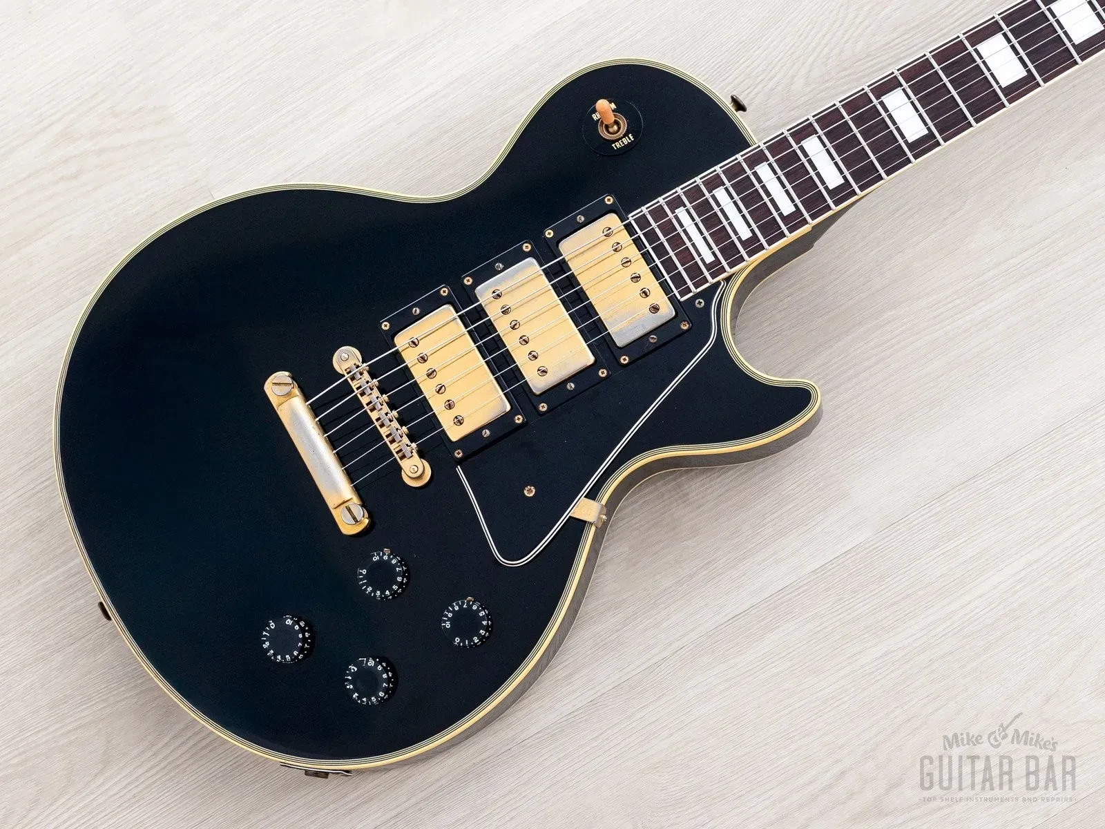 1980s Burny Black Beauty Custom '57 Model RLC-65 3 Pickup w/ VH-3 Pickups, Japan