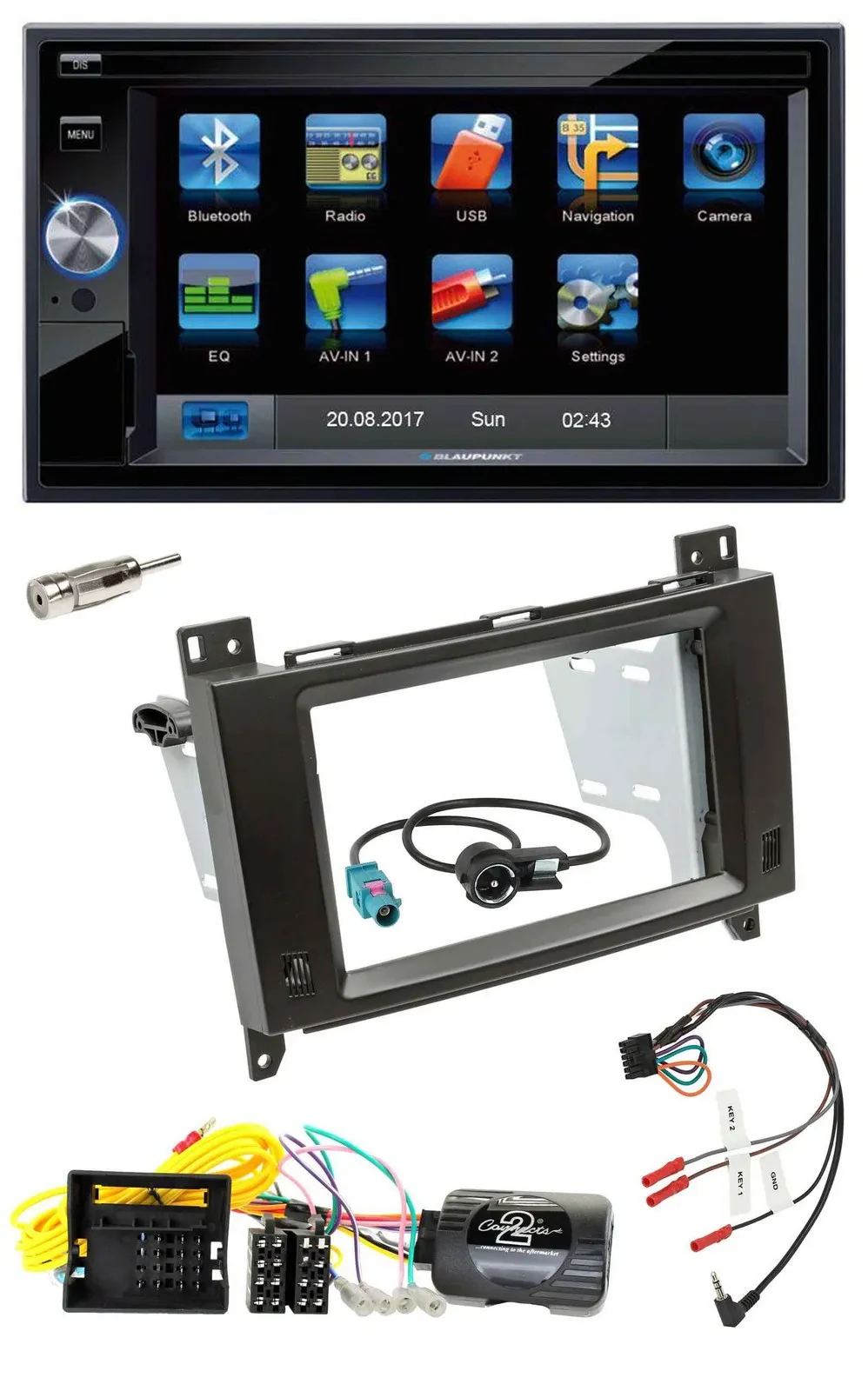 Blaupunkt SD USB TMC Bluetooth 2DIN Lenkrad Navigation für Mercedes Vito W447 Au