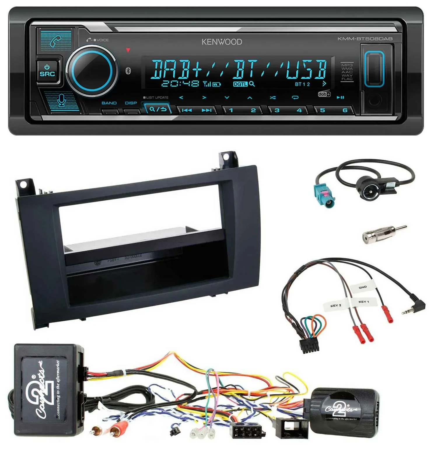 Kenwood Bluetooth Lenkrad DAB USB Autoradio für Mercedes SLK R171 04-11 aktiv