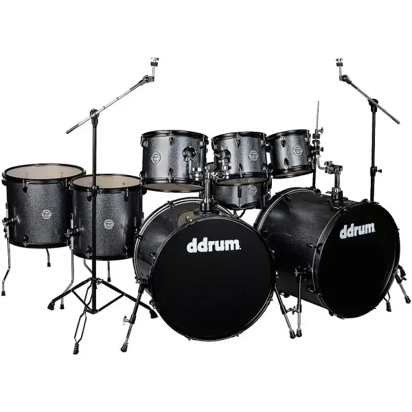 ddrum D2 8-Piece Double Bass Complete Kit w/Black Hardware Dark Silver Sparkle