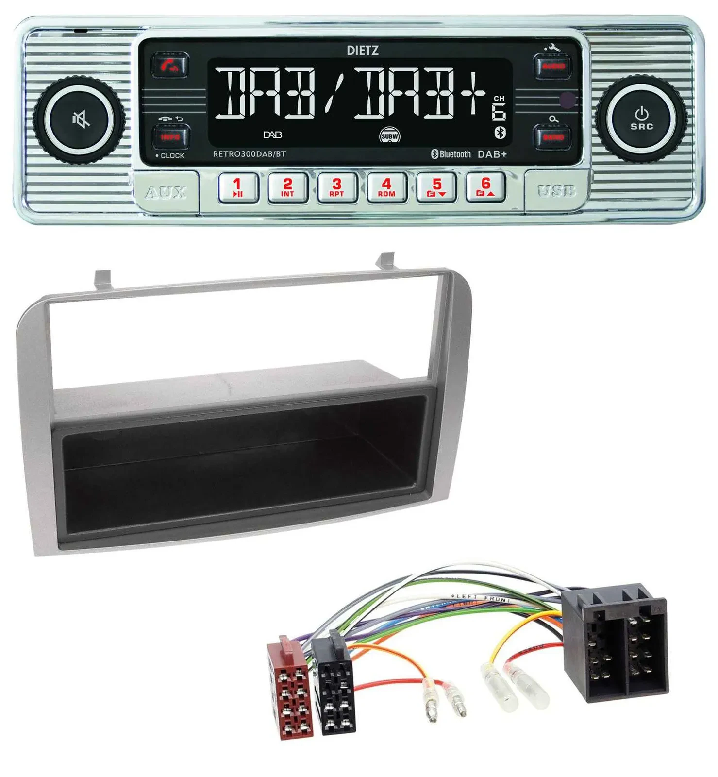 Dietz Bluetooth MP3 DAB USB Autoradio für Alfa Romeo 147 GT silber Ablagefach