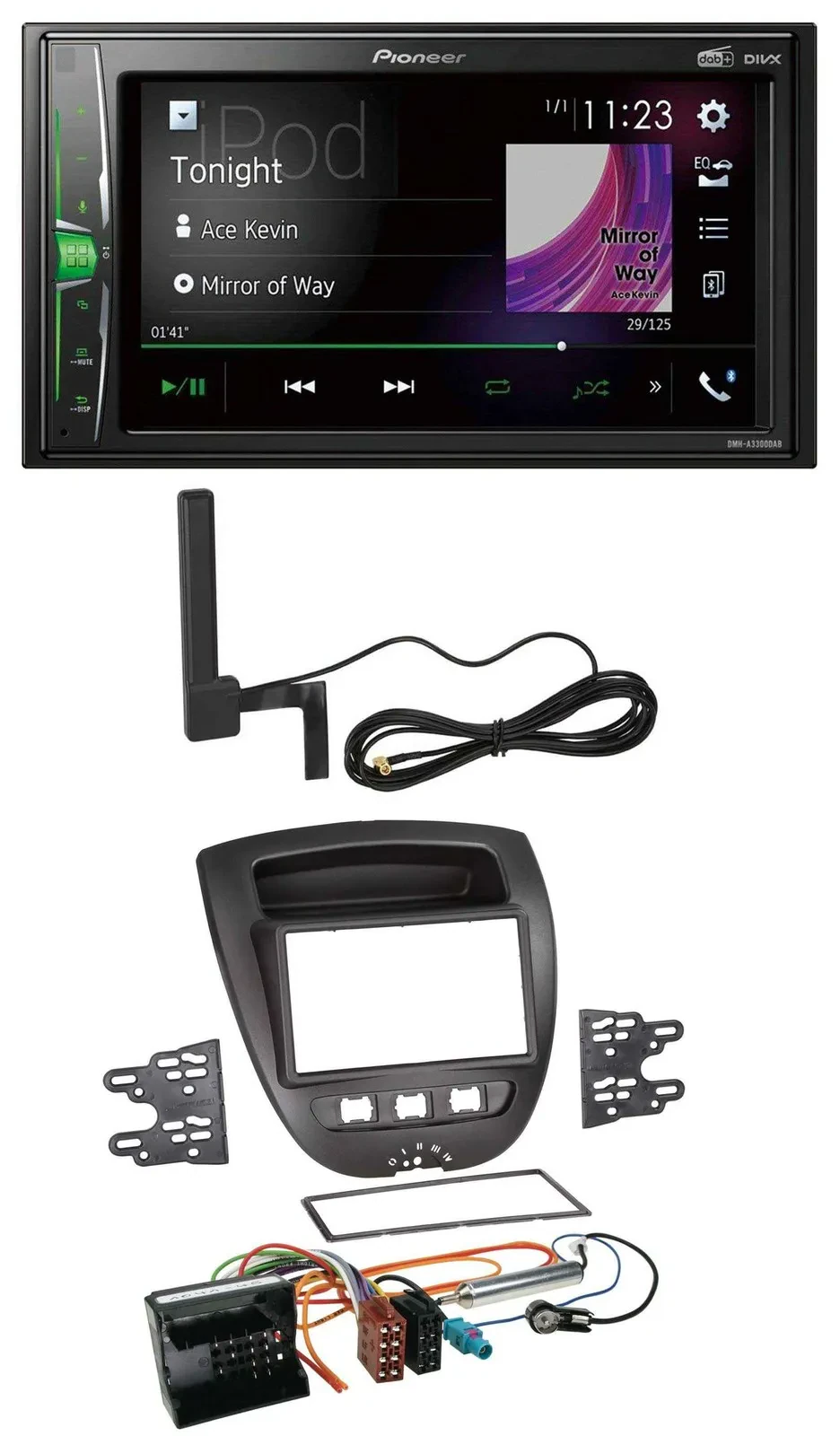 Pioneer MP3 DAB AUX 2DIN Bluetooth Autoradio für Citroen C1 Peugeot 107 Toyota A