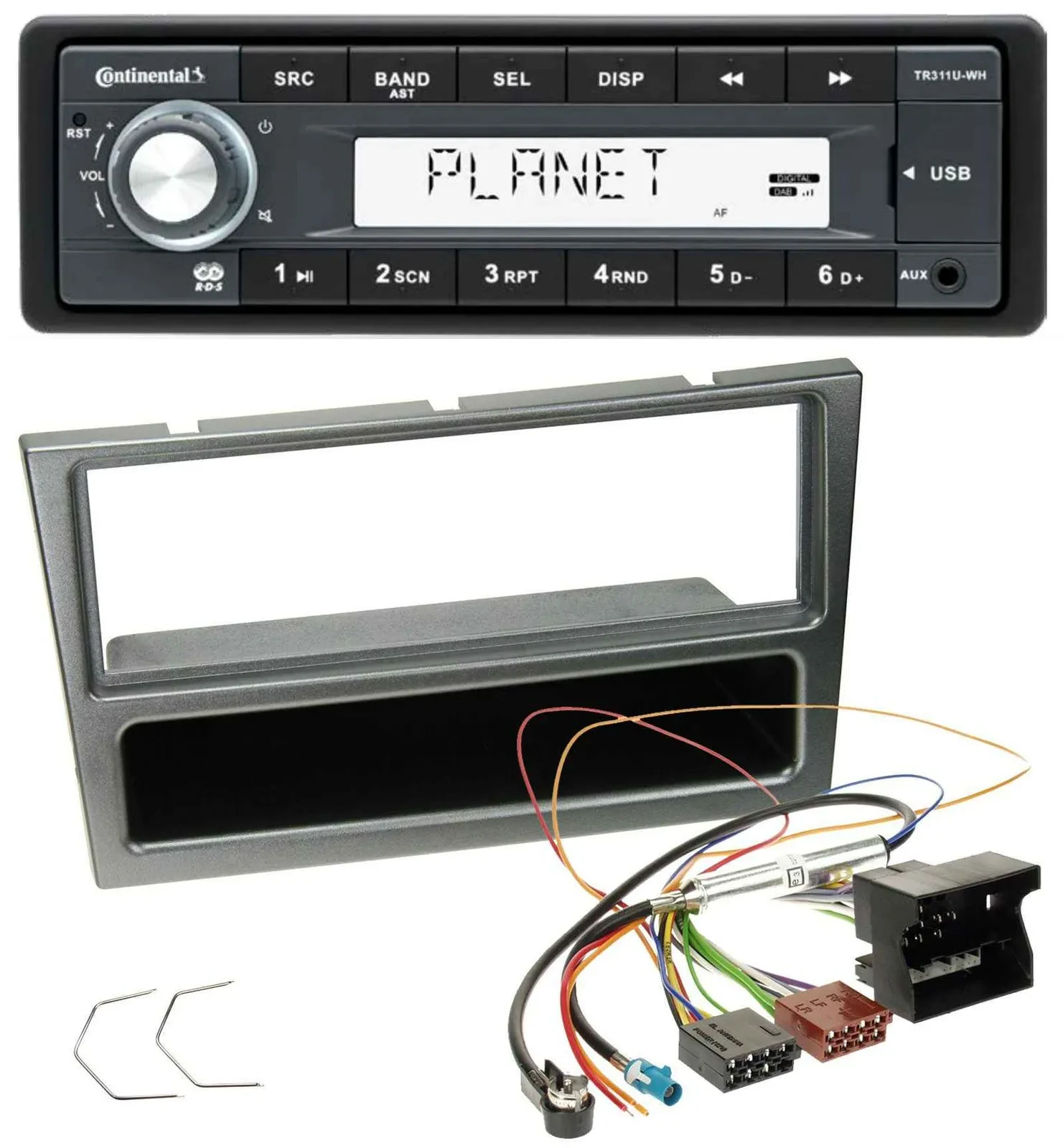 Continental USB MP3 AUX 1DIN Autoradio für Opel Corsa C Quadlock 2004-2006 alumi