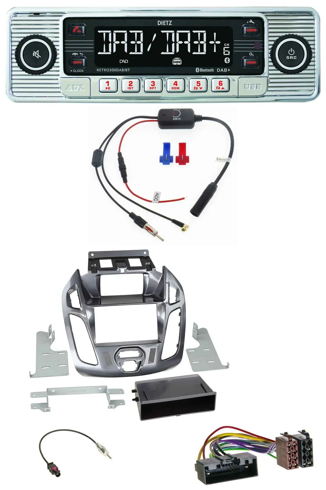 Dietz DAB USB MP3 Bluetooth Autoradio für Ford Transit Connect 2012-2018 Display