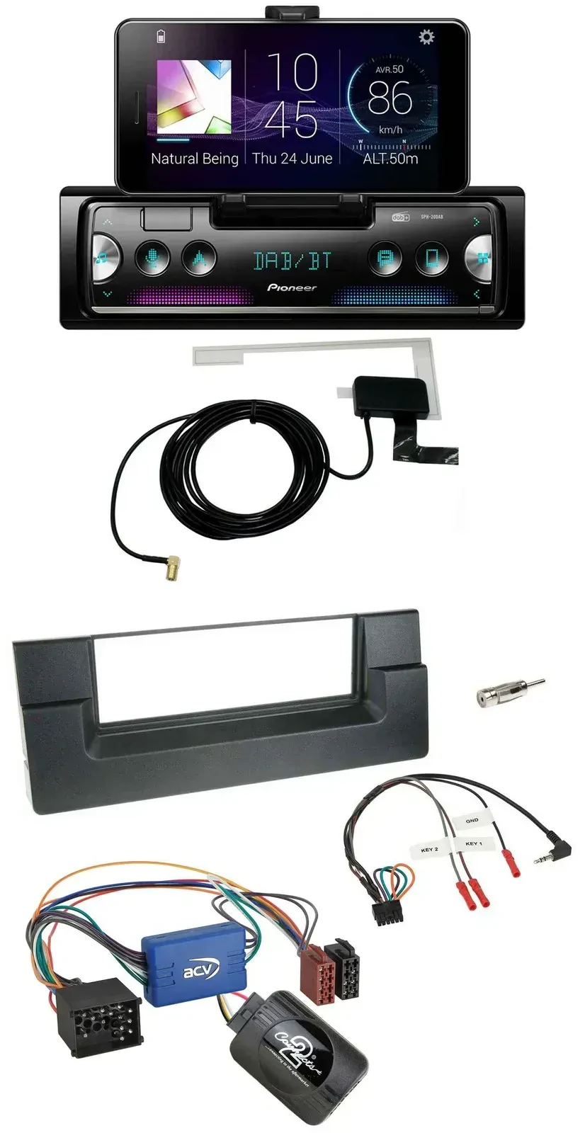 Автомагнитола для BMW 5 Series E39 (1996–2004) Pioneer DAB, Bluetooth, USB, поддержка управления с руля, совместима с активной системой