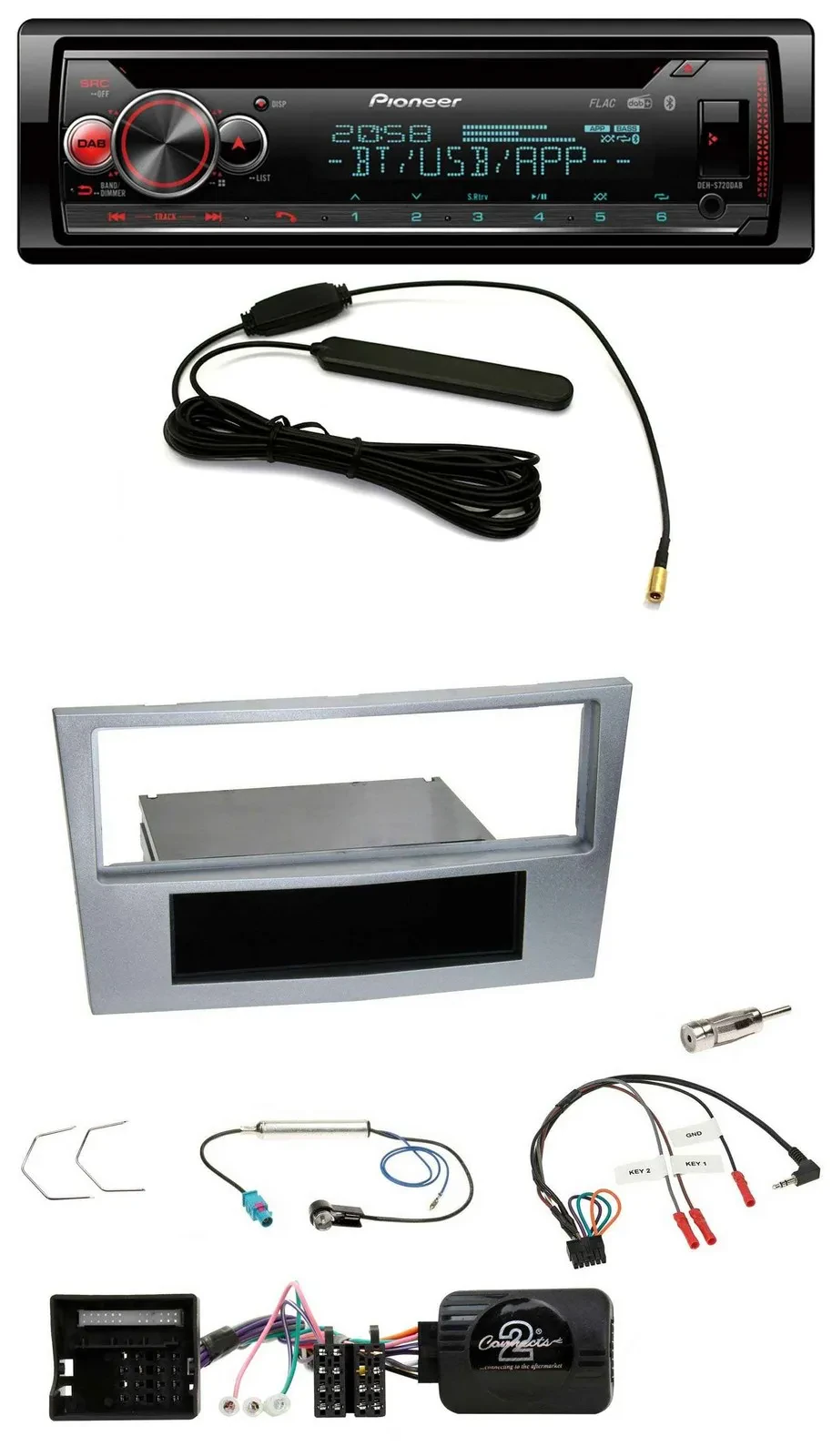 Автомагнитола Pioneer DAB, Bluetooth, USB, CD с поддержкой кнопок на руле для Opel Astra H/Zafira B/Corsa D