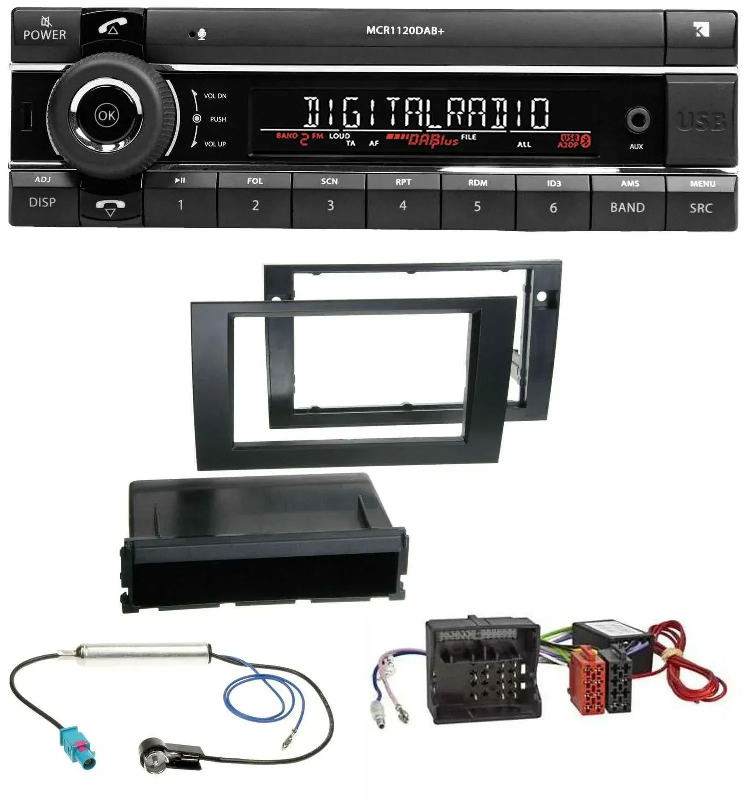 Kienzle Bluetooth MP3 USB DAB Autoradio für Audi A4 B7 04-08 Symphony Aktivsyste