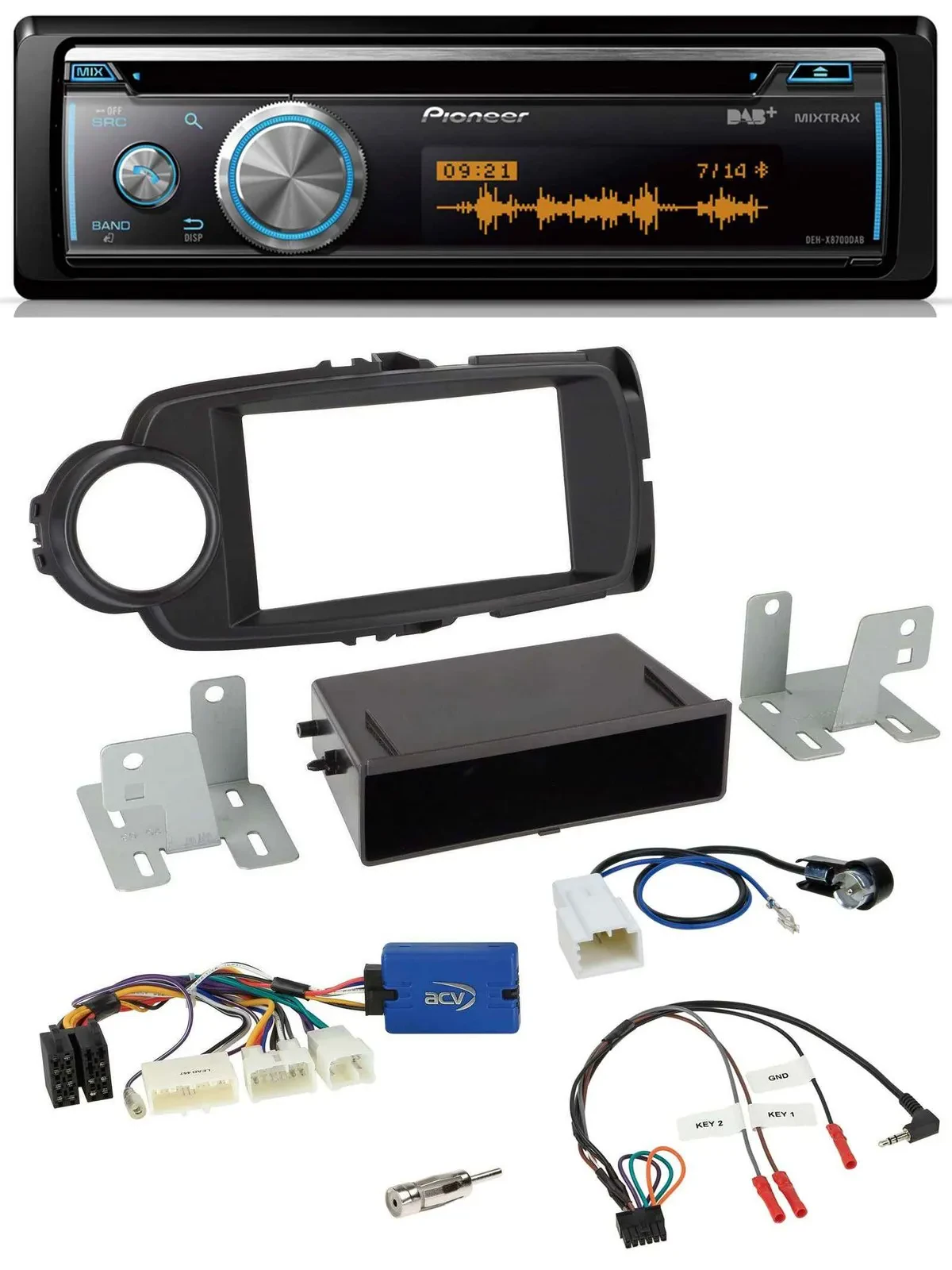 Автомагнитола Pioneer для Toyota Yaris (с 2014) DAB USB CD Bluetooth черная