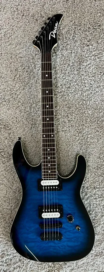 Б/У Электрогитара Dean Guitars MDX QM TBB Trans Blue Burst, топ волнистый клён