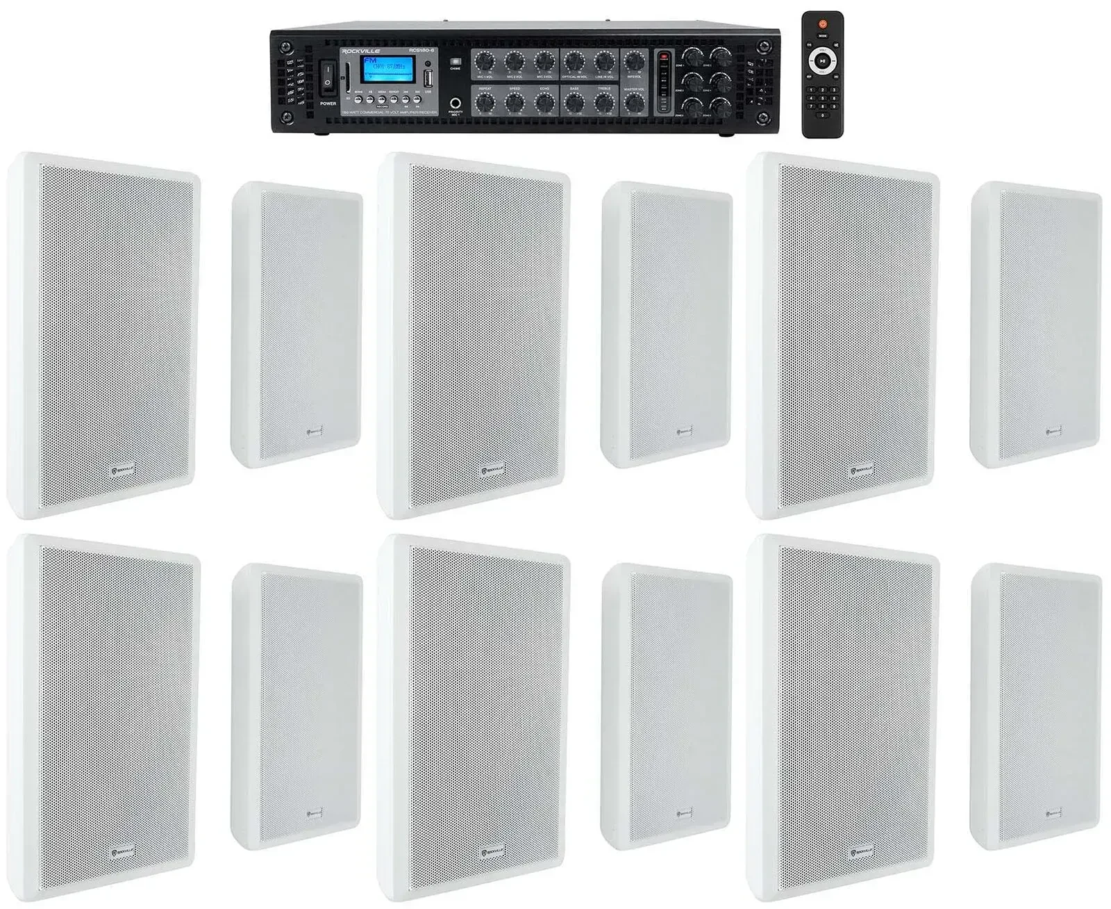 Настенная акустика Rockville RCS180-6+(6) Rock Slim 70W White с усилителем (12 штук)