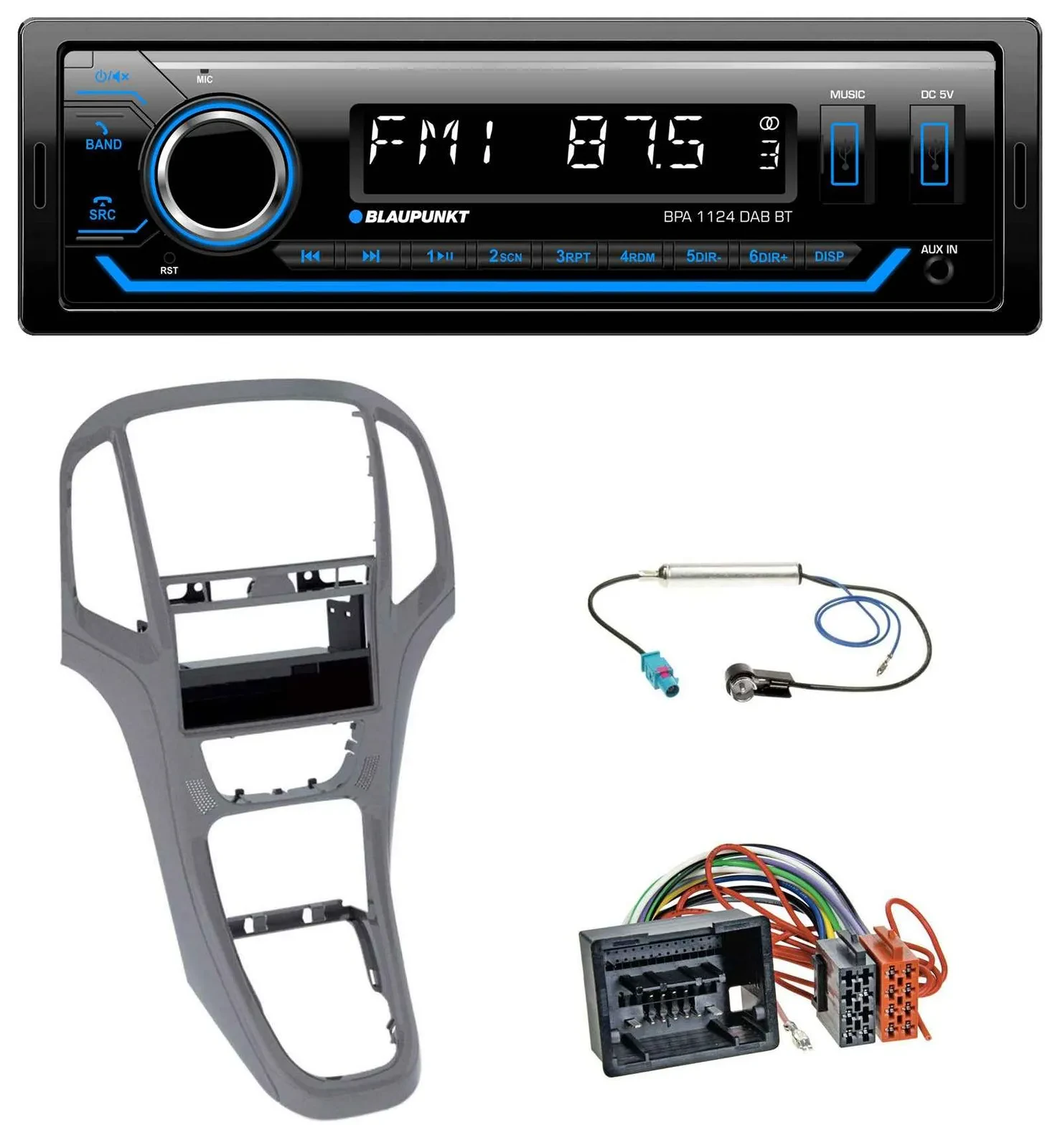 Blaupunkt Bluetooth USB DAB MP3 Autoradio für Opel Astra J ab 2009 Titan grau