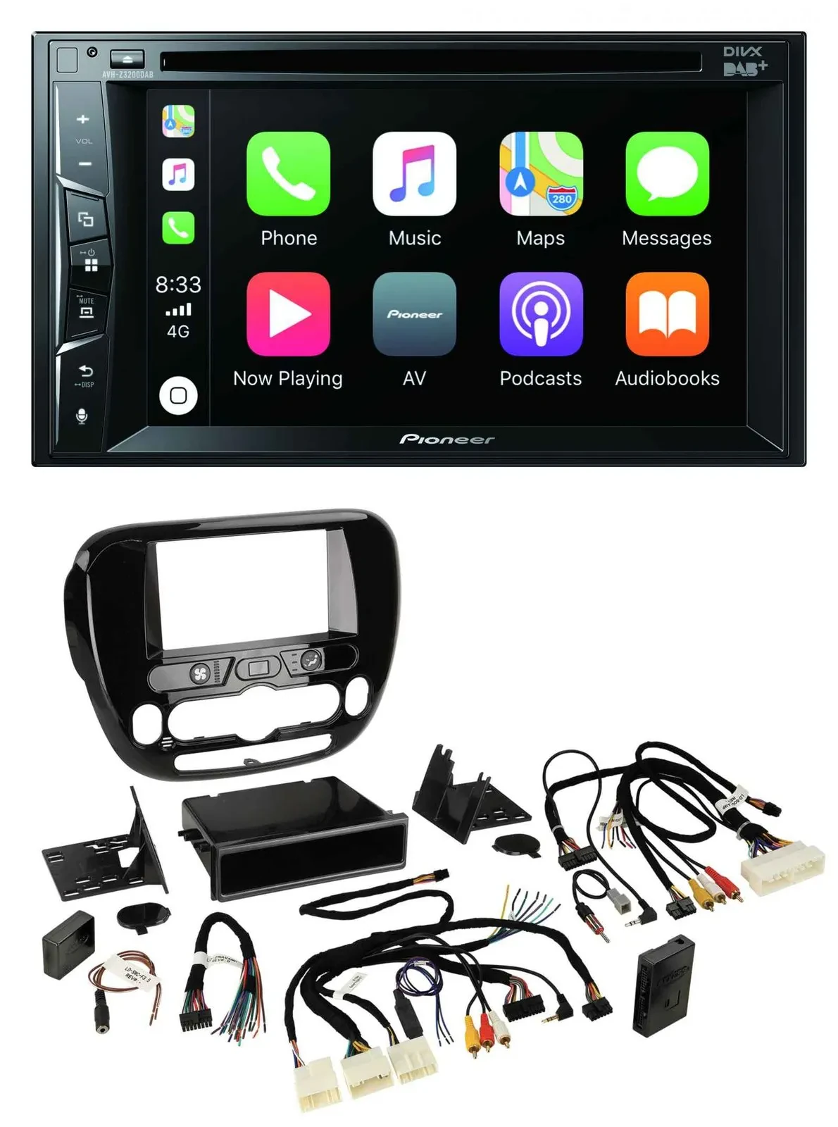 Pioneer Lenkrad USB DVD Bluetooth DAB 2DIN Autoradio für Kia Soul ab 2014 Klima