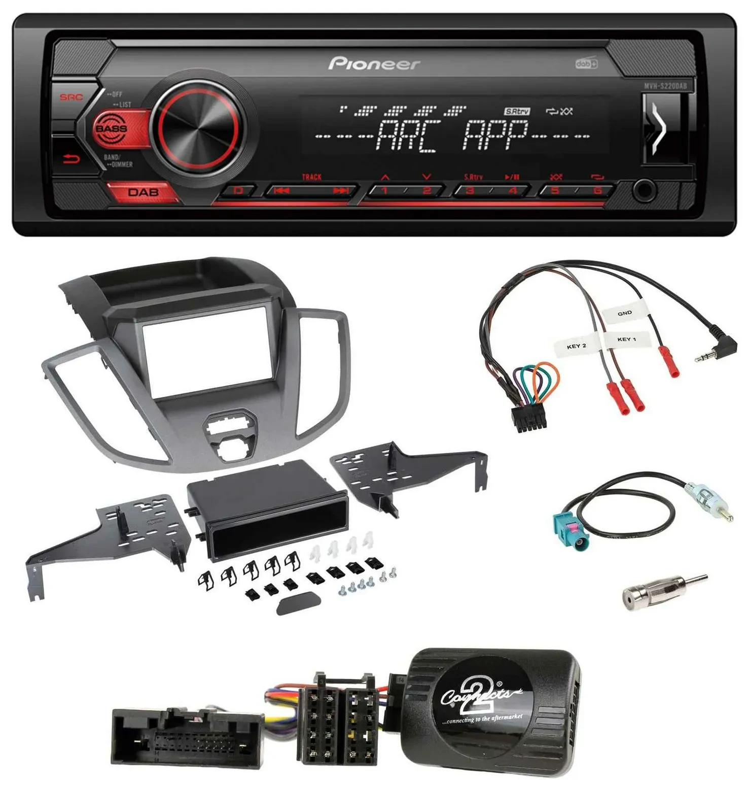 Pioneer DAB 1DIN MP3 Lenkrad USB Autoradio für Ford Transit V363 15-18 ohne Disp