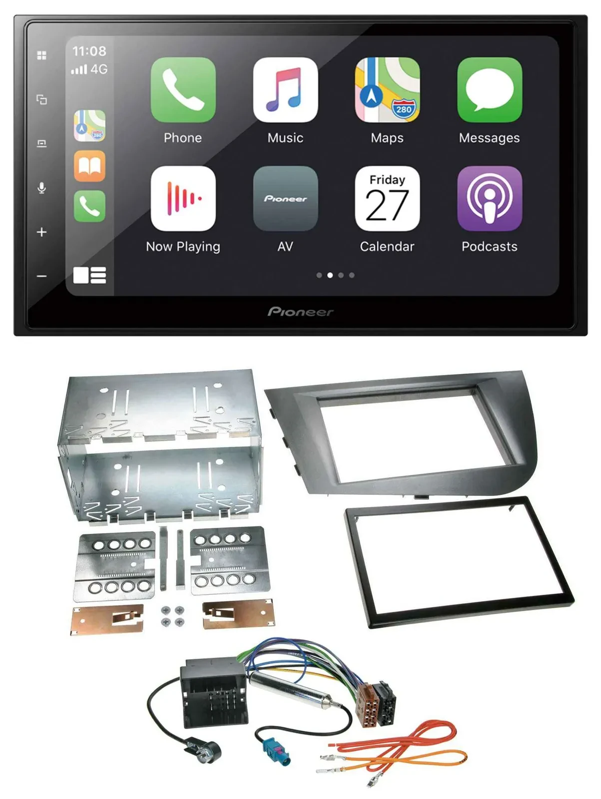 Pioneer MP3 Bluetooth DAB 2DIN USB Autoradio für Seat Leon 2005-2009 silber