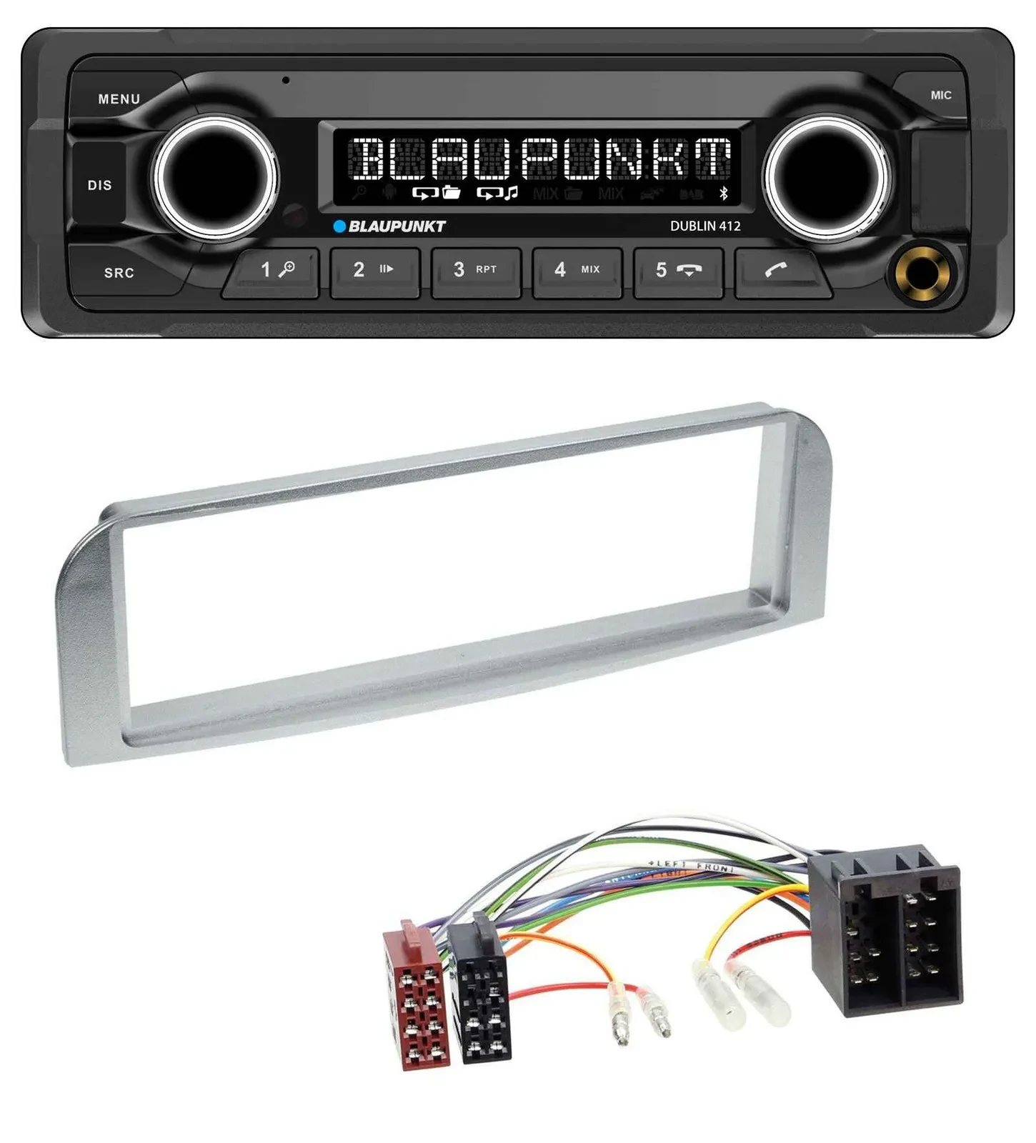 Автомагнитола для Alfa Romeo 147/GT Blaupunkt MP3 Bluetooth USB AUX серебристо-серая