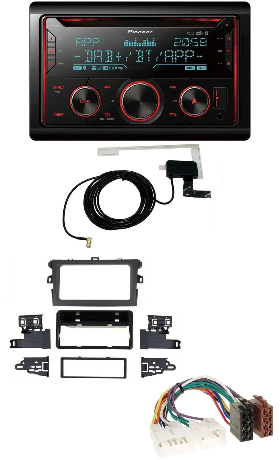 Автомагнитола для Toyota Corolla 2009–2013 Pioneer 2 DIN MP3 DAB USB CD Bluetooth серебристая