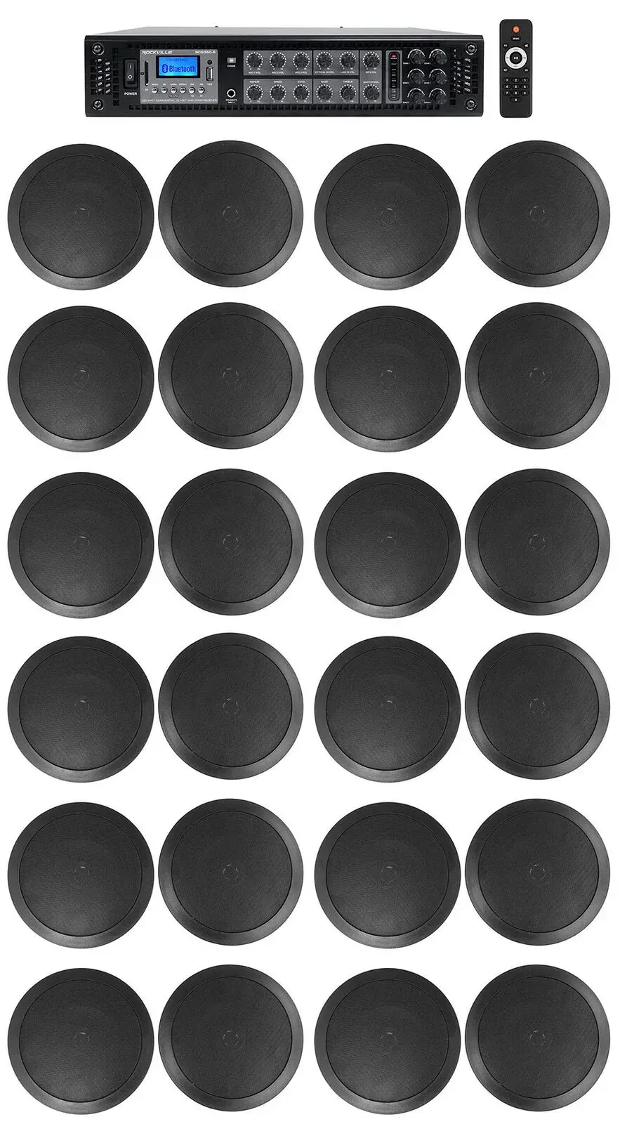 Потолочная акустика Rockville RCS350-6+(12) CC65T Bl HOTEL Black с усилителем (24 штуки)