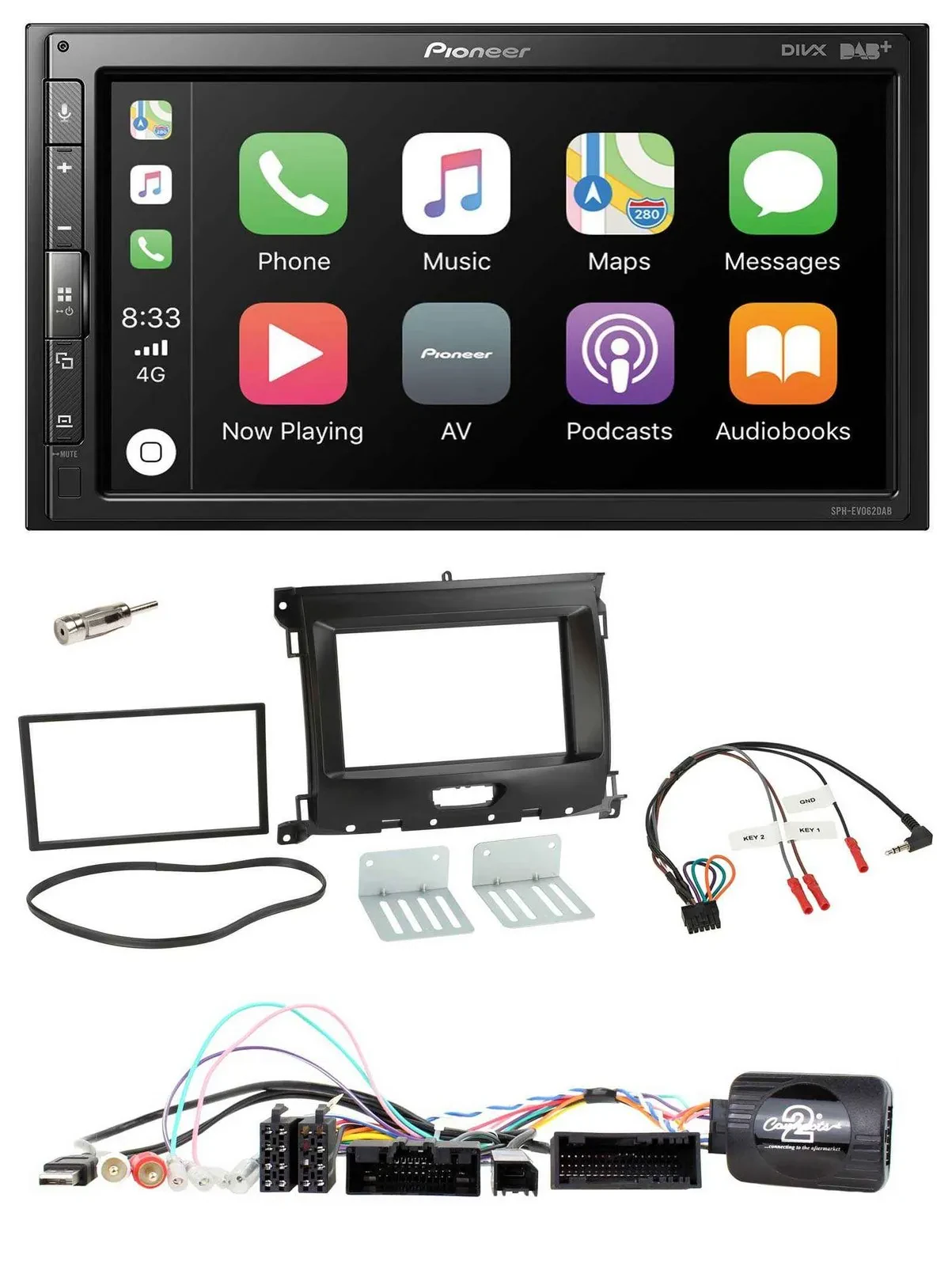 Pioneer USB Lenkrad DAB 2DIN Bluetooth Autoradio für Ford Ranger XL ab 02/2016