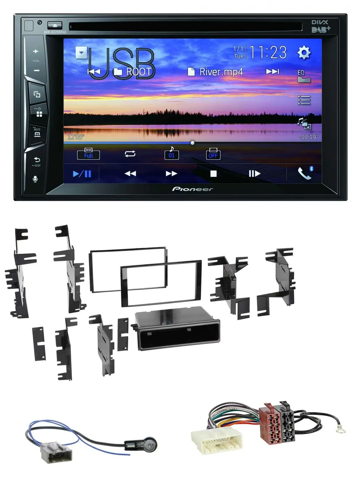 Автомагнитола Pioneer 2 DIN, Bluetooth, USB, DVD, DAB, MP3 для Nissan Versa Tiida C11 2007