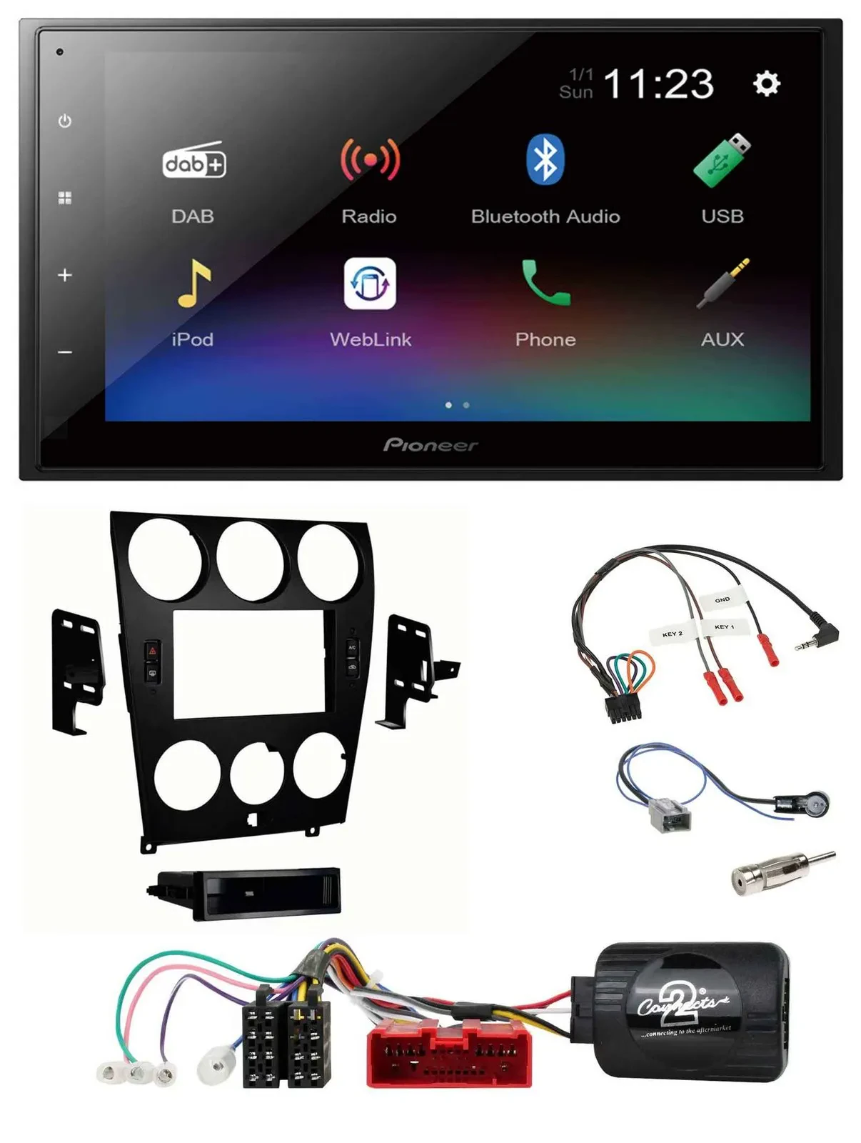 Pioneer USB Bluetooth DAB 2DIN Lenkrad Autoradio für Mazda 6 2006-2008