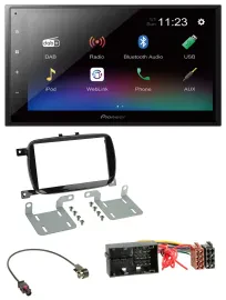 Автомагнитола для Fiat 500X (с 2016) Pioneer 2DIN, USB, Bluetooth, DAB, MP3, черный глянец