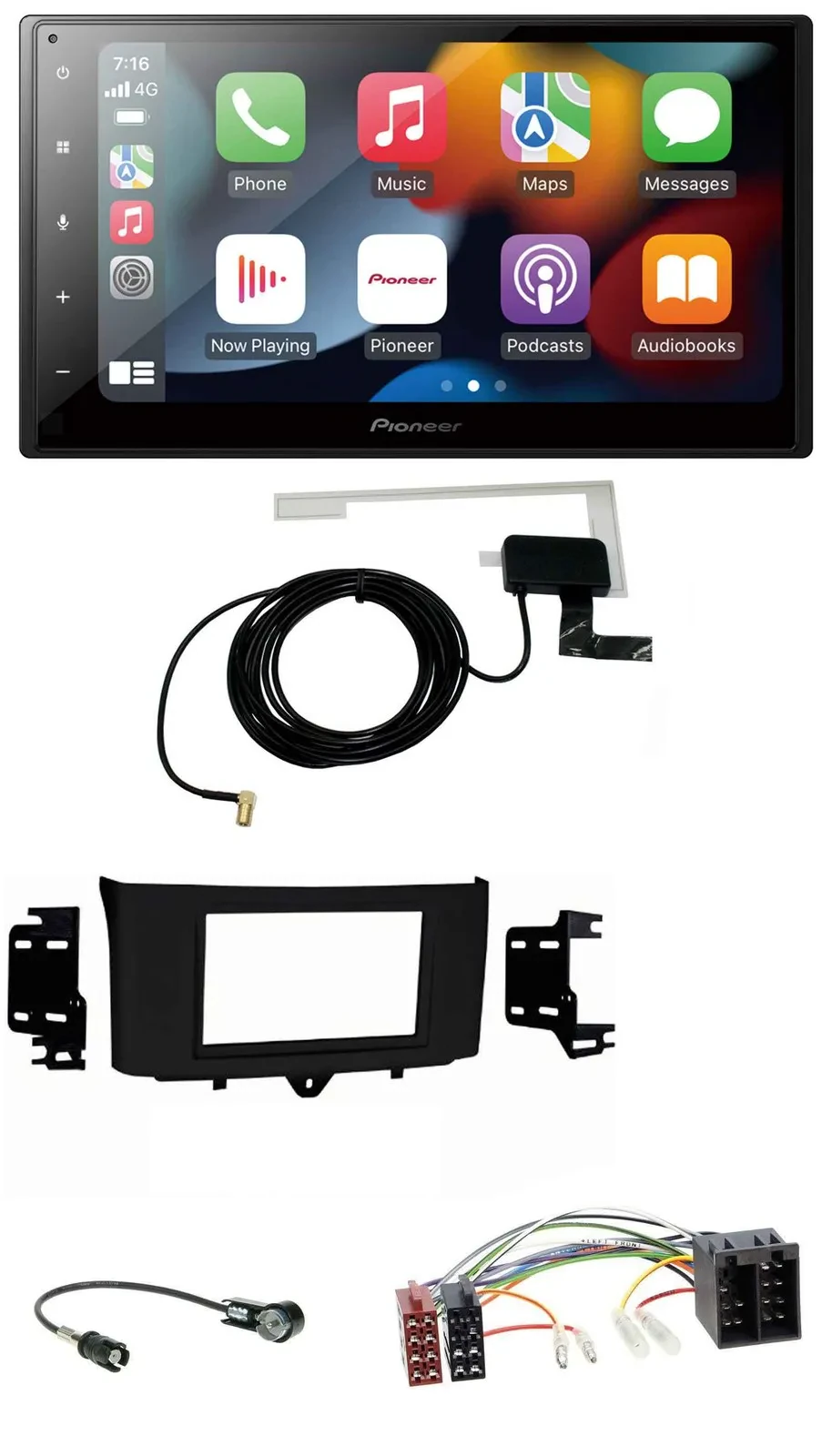 Pioneer MP3 USB Bluetooth DAB 2DIN Autoradio für Smart ForTwo 10-15 ISO Profiver