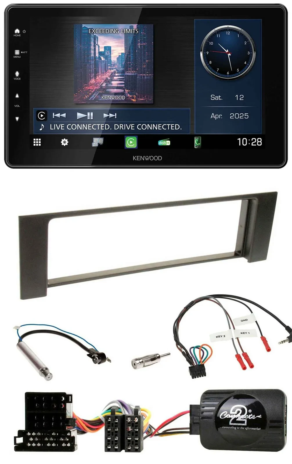 Автомагнитола Kenwood Bluetooth, USB, DAB, для Audi A4 2000–2004, ISO, поддержка управления с руля
