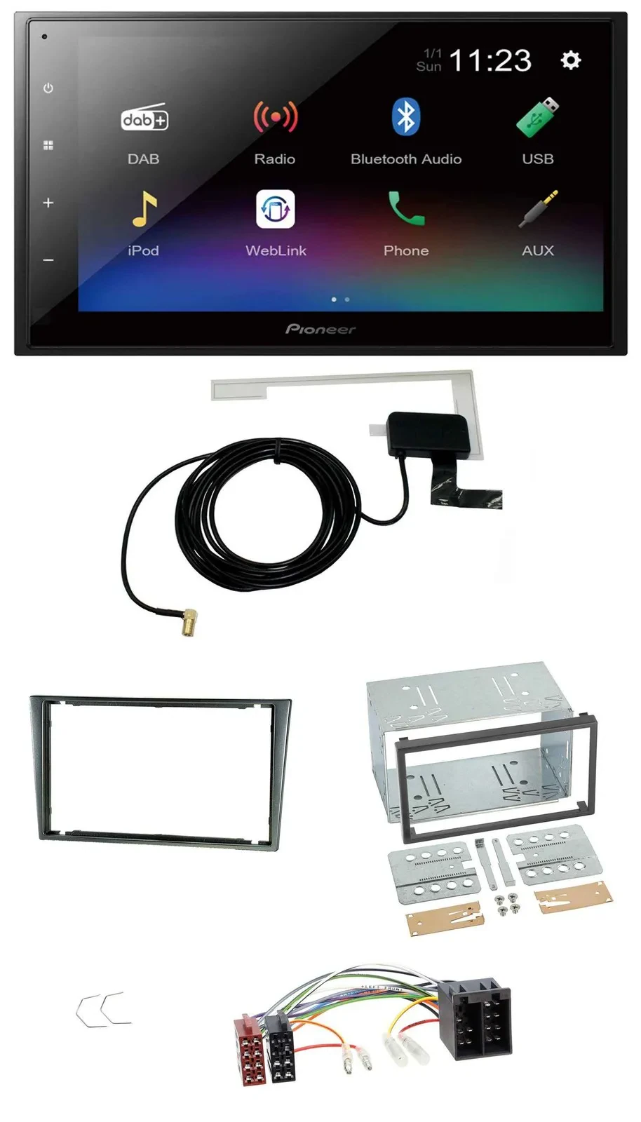 Pioneer DAB MP3 Bluetooth 2DIN USB Autoradio für Opel Corsa C ISO 2000-2004 alum