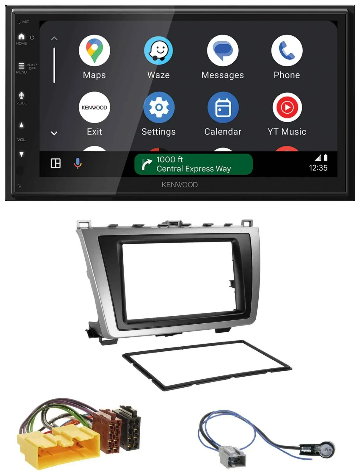 Автомагнитола Kenwood 2DIN DAB, Bluetooth, USB, MP3 для Mazda 6 (2008–2012) черно-серебристая