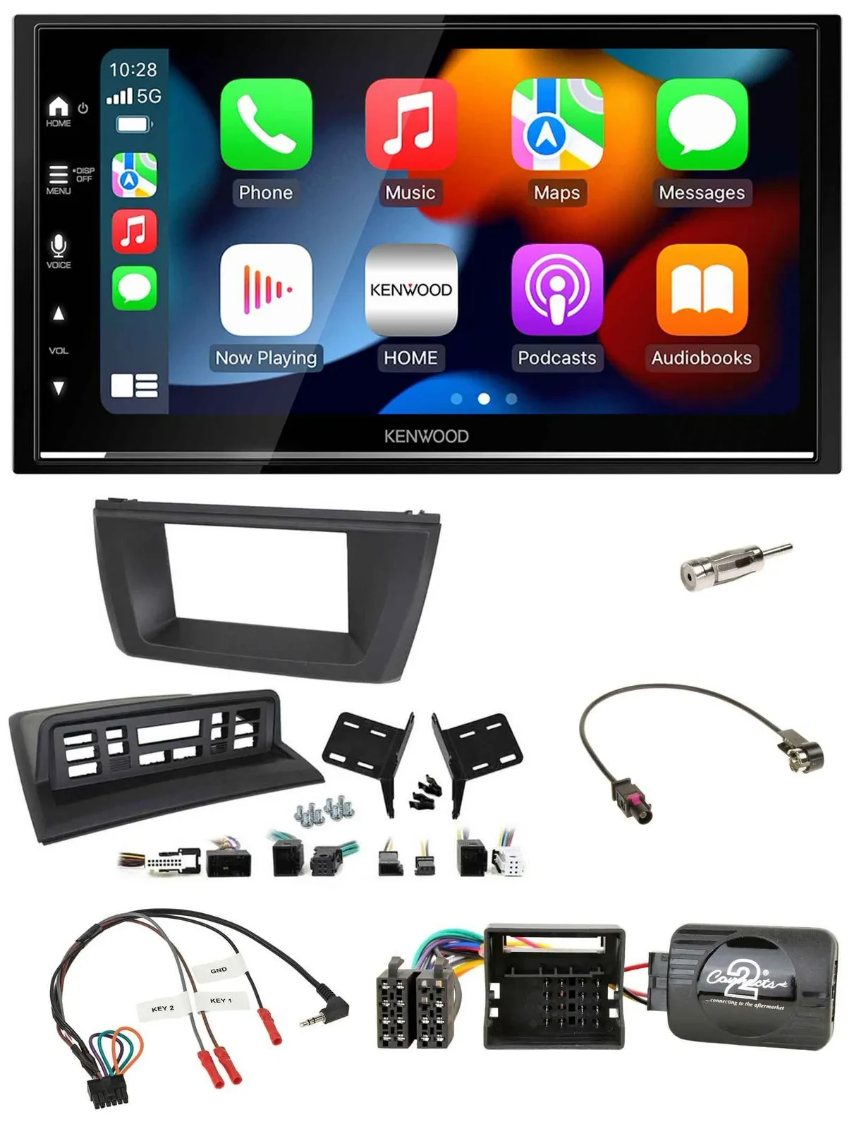 Kenwood DAB USB Bluetooth 2DIN Lenkrad Autoradio für BMW X3 E83 2004-2010 mittig