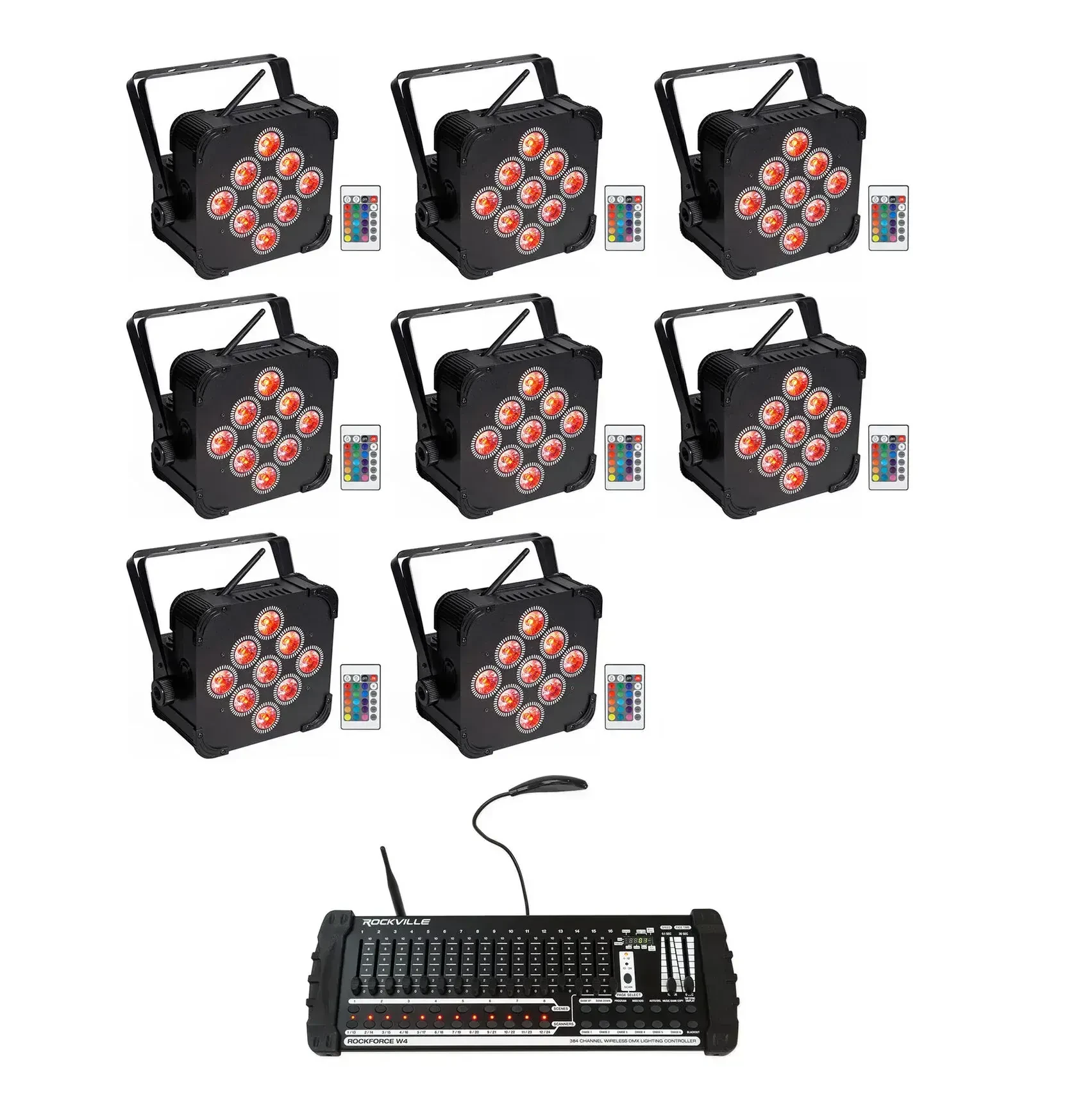 Светодиодный прибор Rockville BEST PAR 60 с DMX-контроллером (8 штук)