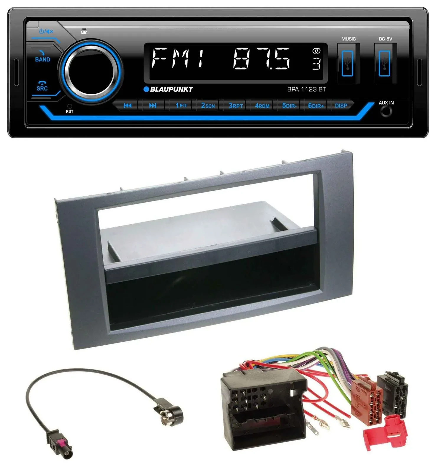 Blaupunkt MP3 Bluetooth USB AUX Autoradio für Ford Fiesta Focus 04-08 anthrazit