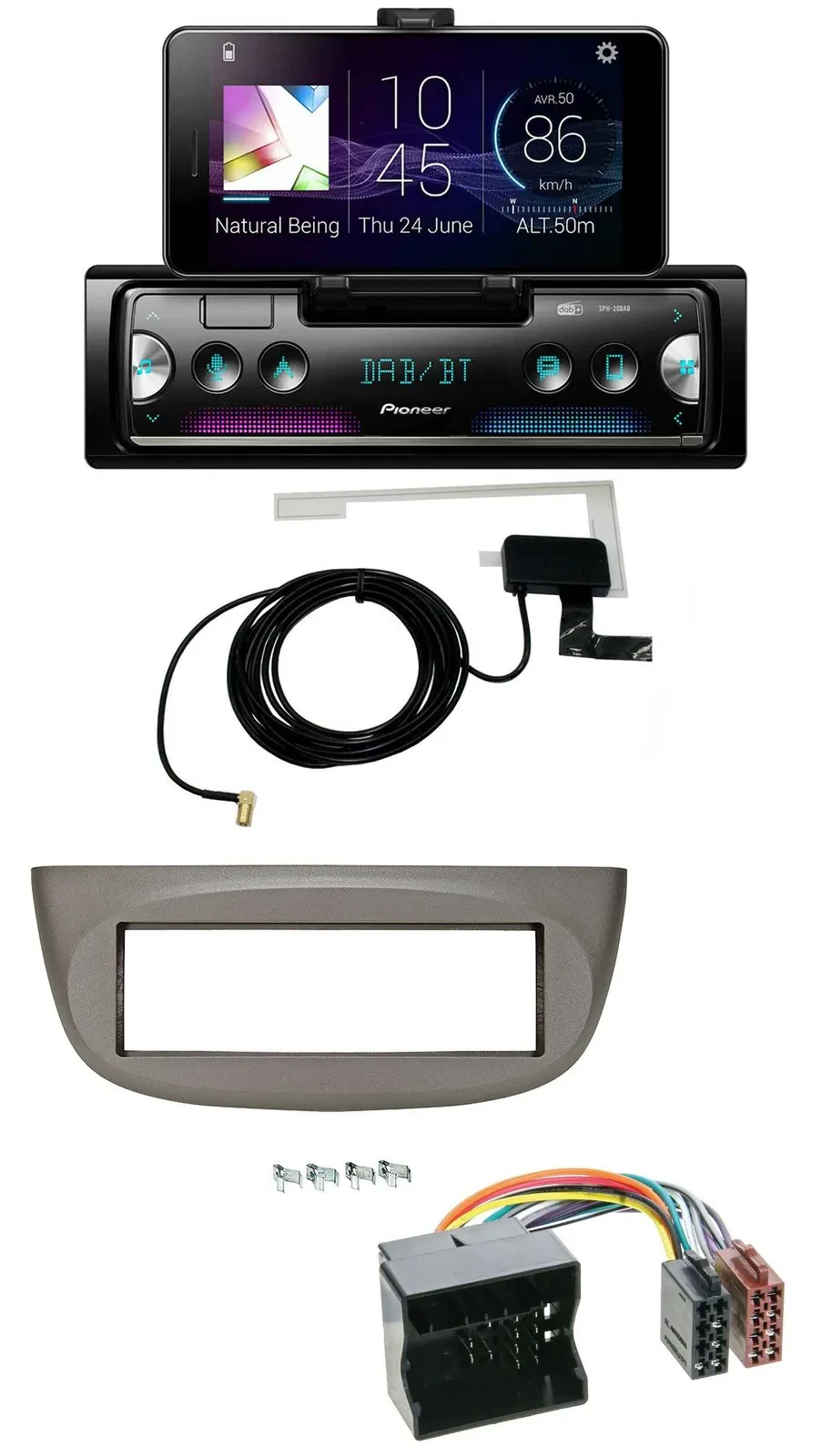 Pioneer DAB Bluetooth MP3 USB Autoradio für Renault Twingo 07-14 beige-grau