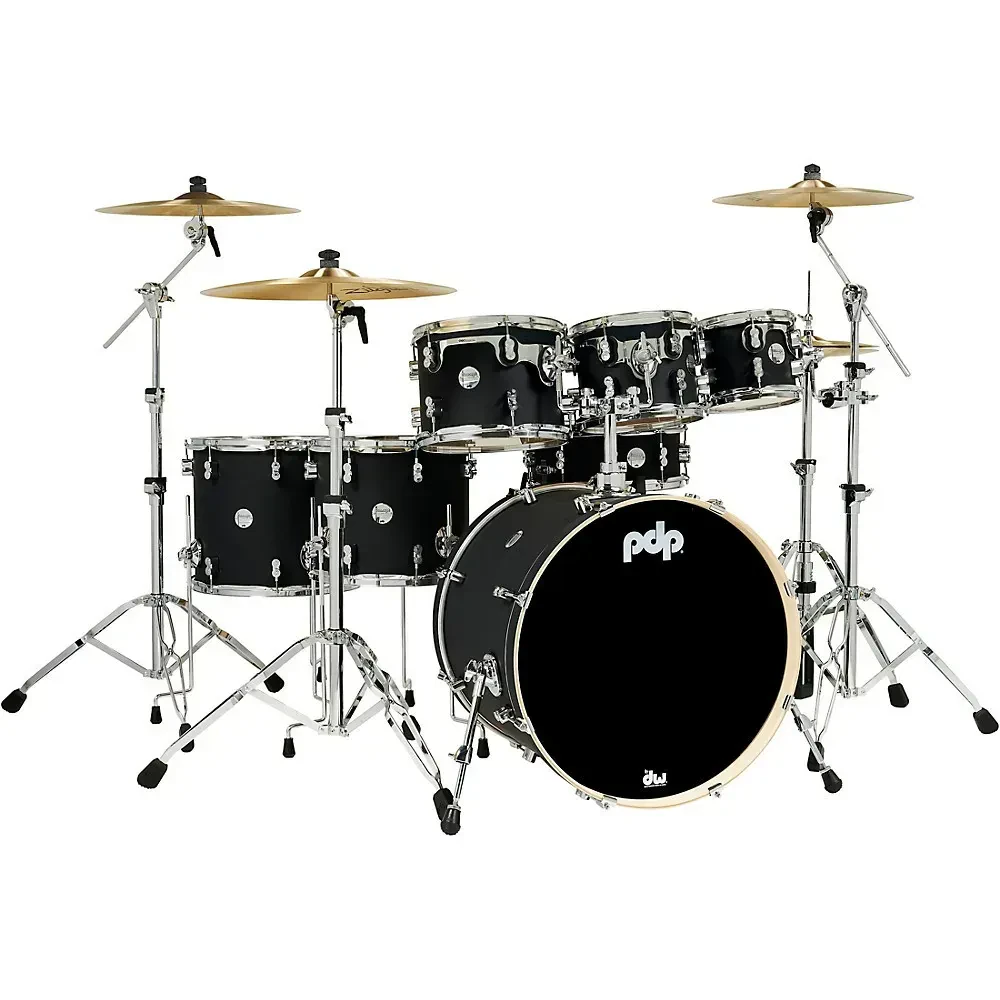 Ударная установка PDP by DW Concept Maple (набор, 7 шт.) 22" Satin Black с хромированной фурнитурой