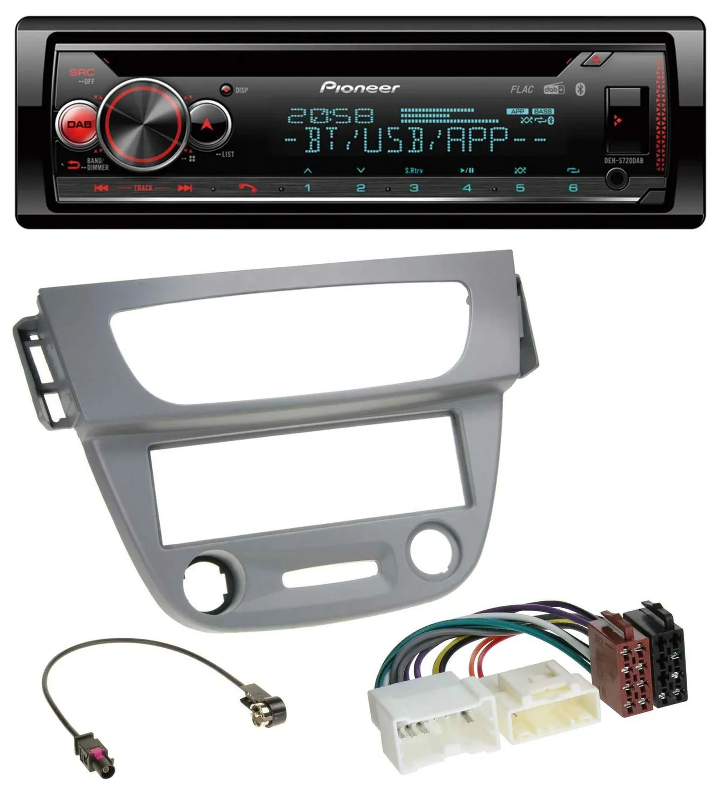 Pioneer MP3 DAB CD Bluetooth USB Autoradio für Renault Megane 3 (12-14) - grau