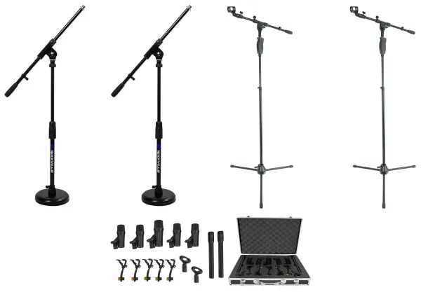 Rockville PRO-D7 KIT 7 Mic Drum Kit w/Bass+Snare+Overhead Microphones+(4) Stands