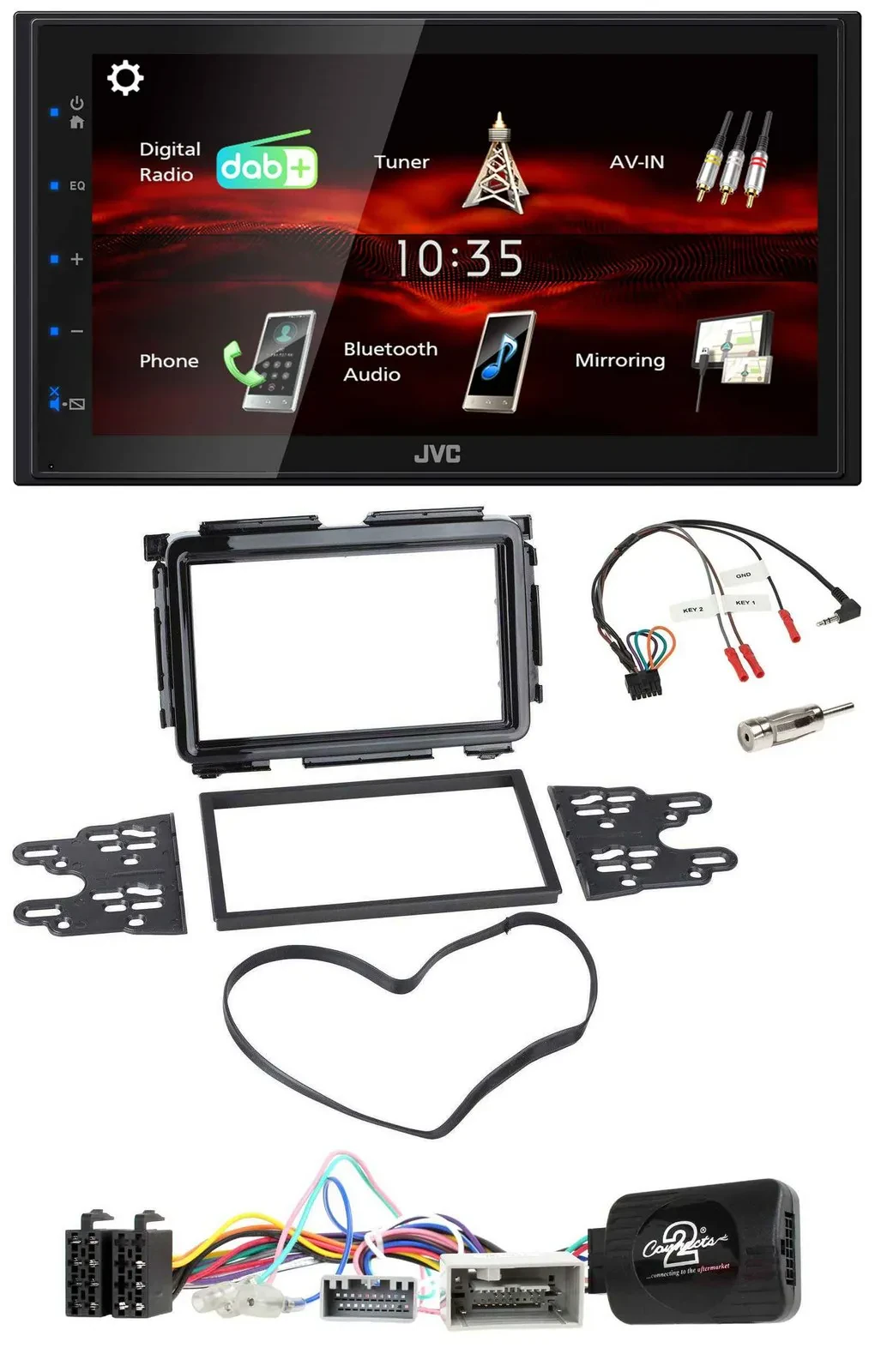 JVC USB Bluetooth Lenkrad DAB 2DIN Autoradio für Honda HR-V RU ab 2015 schwarz
