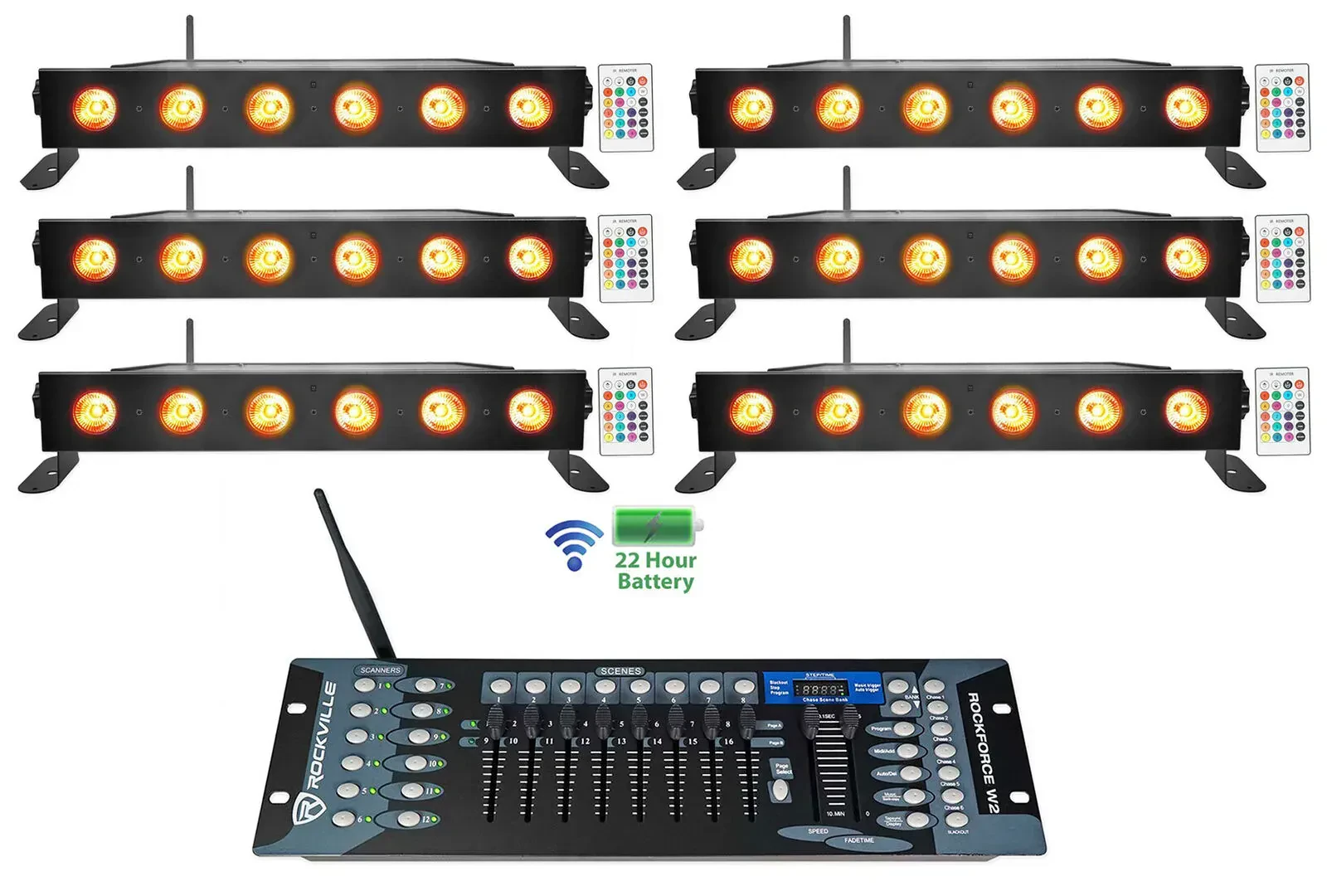 Светодиодный прибор Rockville BEST STRIP 60 Black с DMX-контроллером (6 штук)