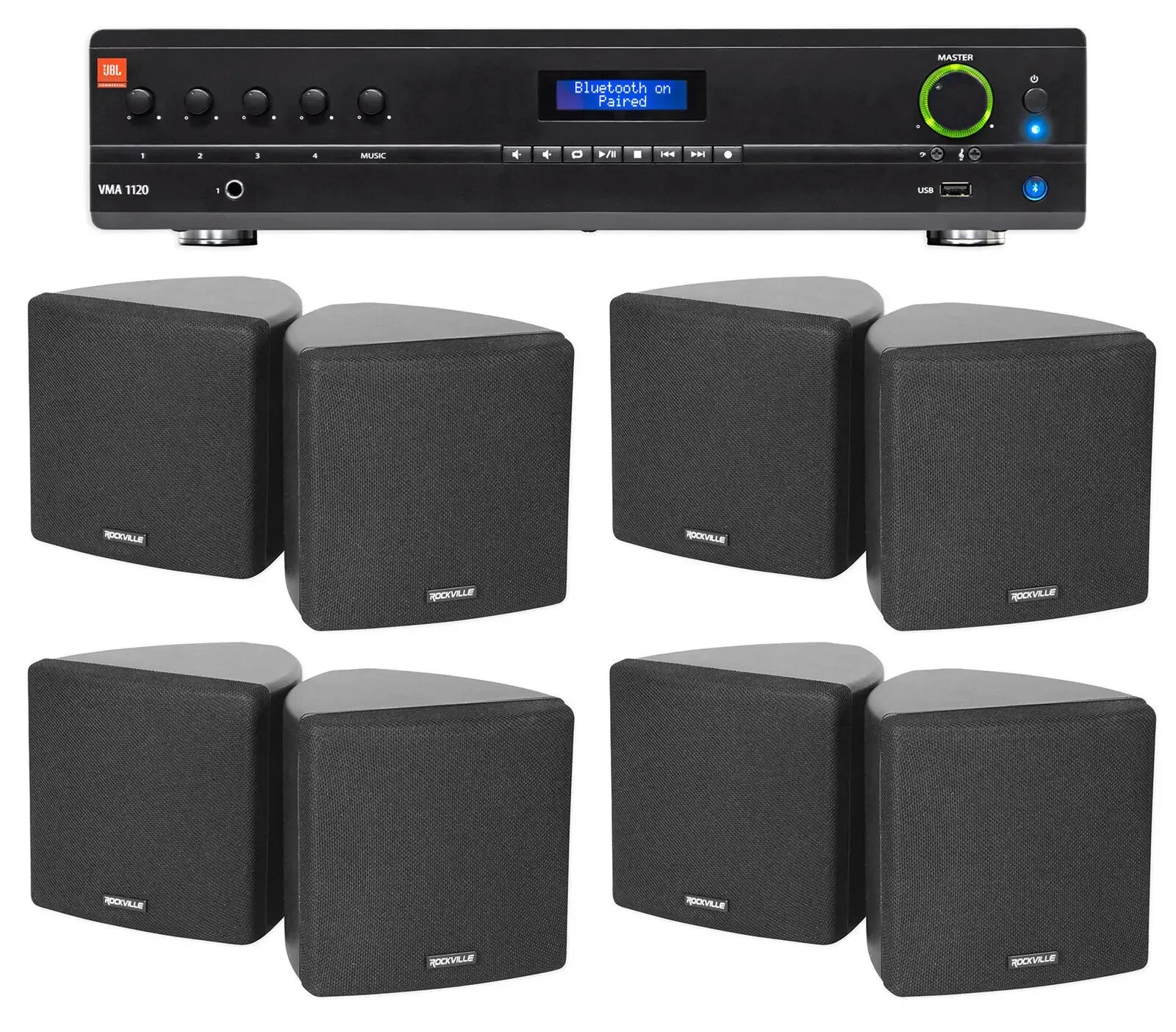 Настенная акустика JBL Cube 70v Black с усилителем (8 штук)