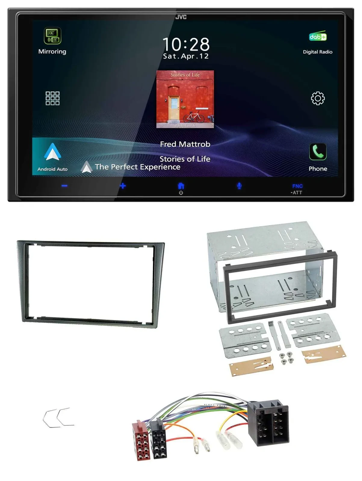 JVC USB Bluetooth 2DIN DAB MP3 Autoradio für Opel Corsa C ISO 2000-2004 aluminiu