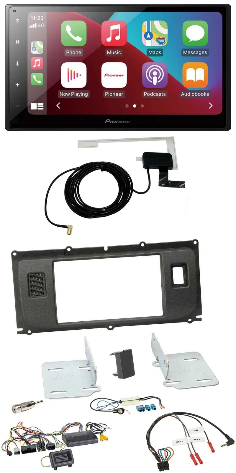 Автомагнитола для Land Rover Evoque Pioneer 2DIN, USB, Bluetooth, DAB, поддержка кнопок на руле