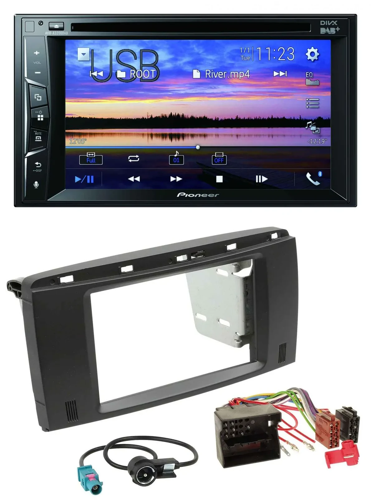 Pioneer Bluetooth 2DIN USB DVD DAB MP3 Autoradio für Mercedes R-Klasse 2006-2012