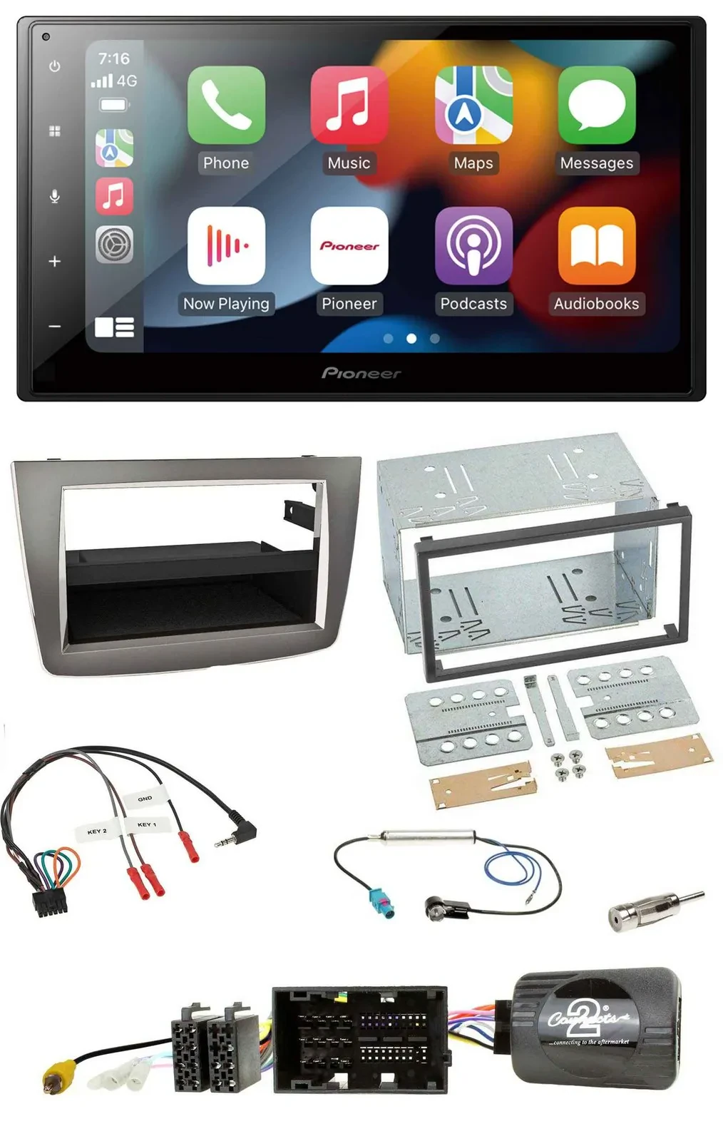 Автомагнитола для Alfa Romeo Mito (2014–2018) Pioneer 2DIN, DAB, Bluetooth, USB, поддержка кнопок на руле
