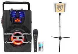 Technical Pro WASP420 Bluetooth Karaoke Machine System w/LED's+Mic+Tablet Stand