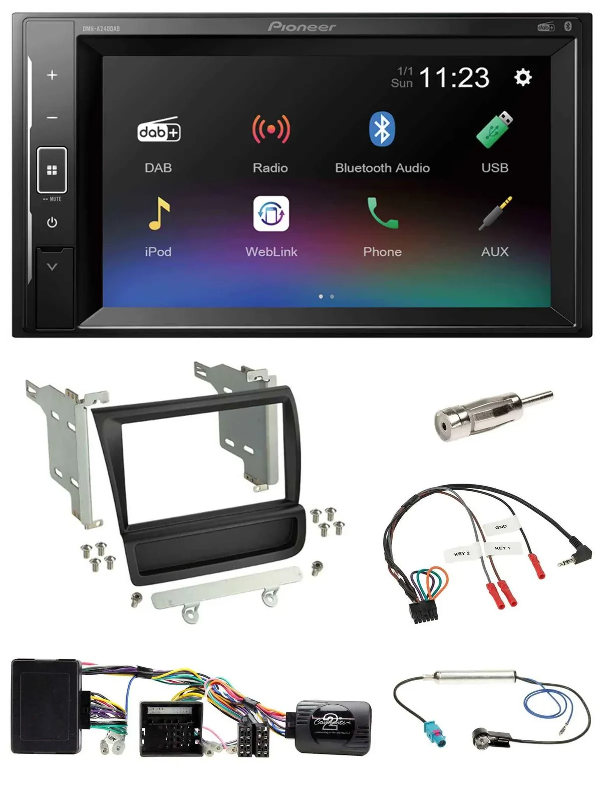 Pioneer DAB Lenkrad 2DIN Bluetooth USB Autoradio für Audi R8 42 2006-2015