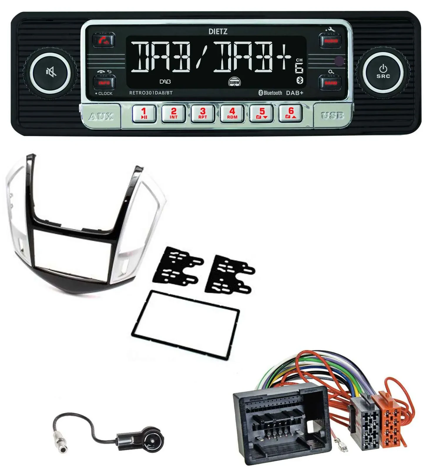 Dietz USB DAB MP3 Bluetooth Autoradio für Chevrolet Cruze 2011-2016 silber