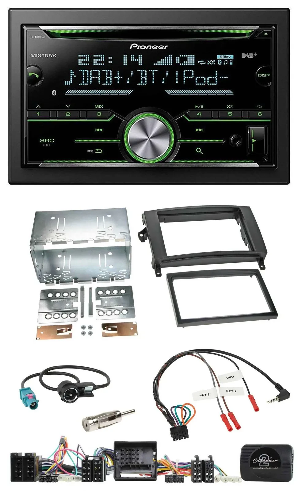 Pioneer Bluetooth Lenkrad DAB 2DIN USB CD Autoradio für Mercedes A- B-Klasse W16