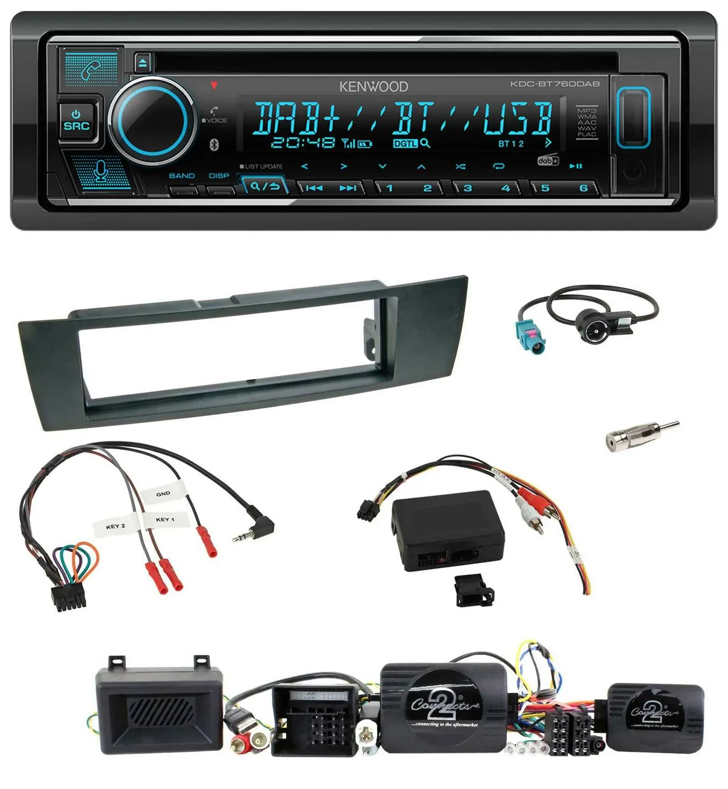 Kenwood Lenkrad Bluetooth DAB USB CD Autoradio für BMW 1er E87 04-13 Aktiv PDC